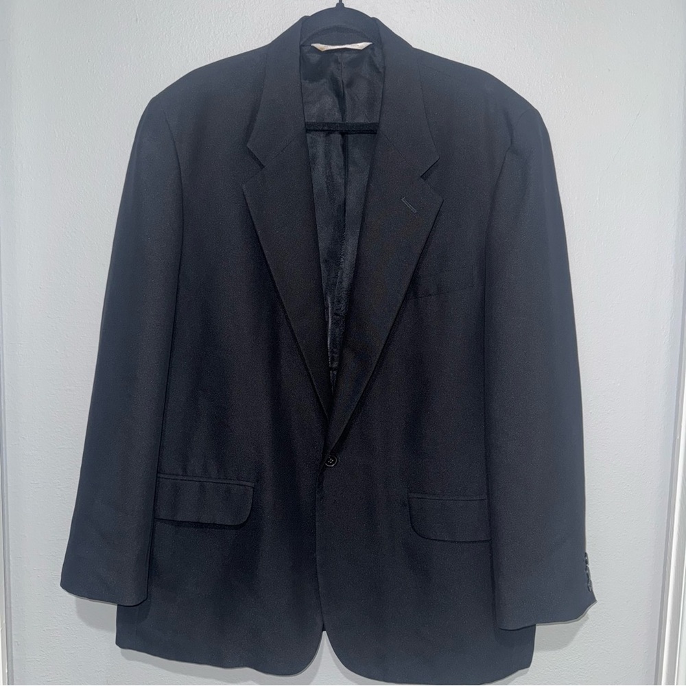 Perry Ellis Mens Blazer‎ Jacket Suit Coat Black 44 XL  Notched Single Breasted